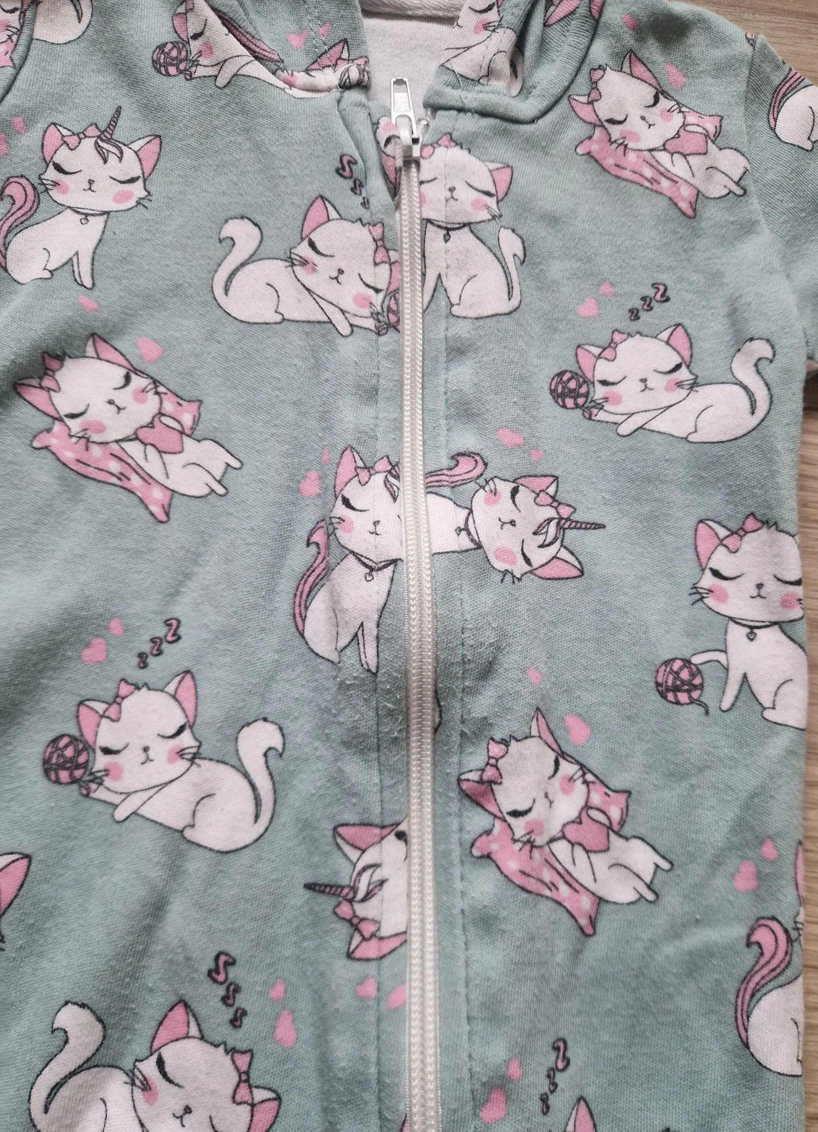 🦄 Pijama de bebé – Necix’s – motivo de gato unicornio – verde – talla 3-6 meses – buen estado – photo 2